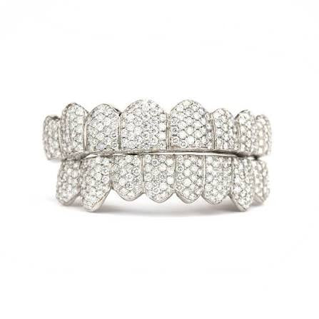 Iced Moissanite Grillz Silver ( Honeycomb Set )